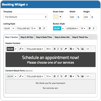 Customized Booking Form